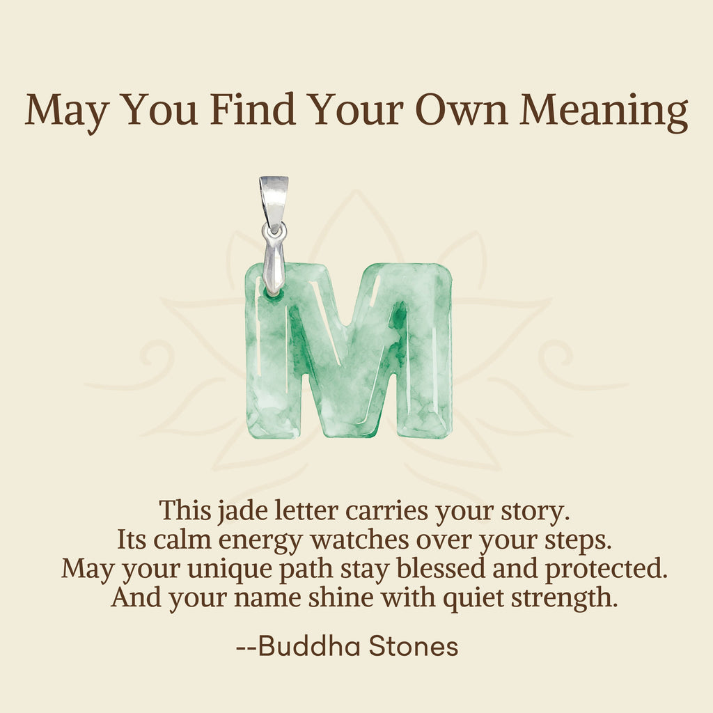 Buddha Stones May You Find Your Own Meaning Natural A-Z Letter Jade Titanium Steel Chain Necklace Includes Gift Message Card