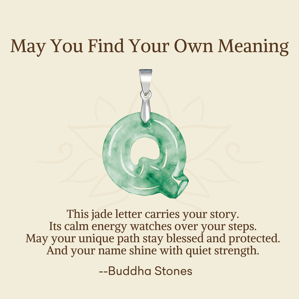 Buddha Stones May You Find Your Own Meaning Natural A-Z Letter Jade Titanium Steel Chain Necklace Includes Gift Message Card