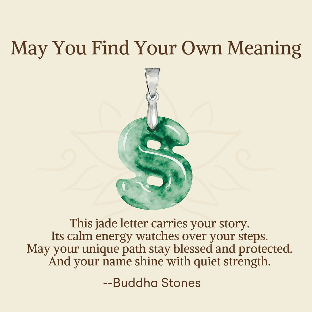 Buddha Stones May You Find Your Own Meaning Natural A-Z Letter Jade 925 Sterling Silver Chain Necklace Includes Gift Message Card