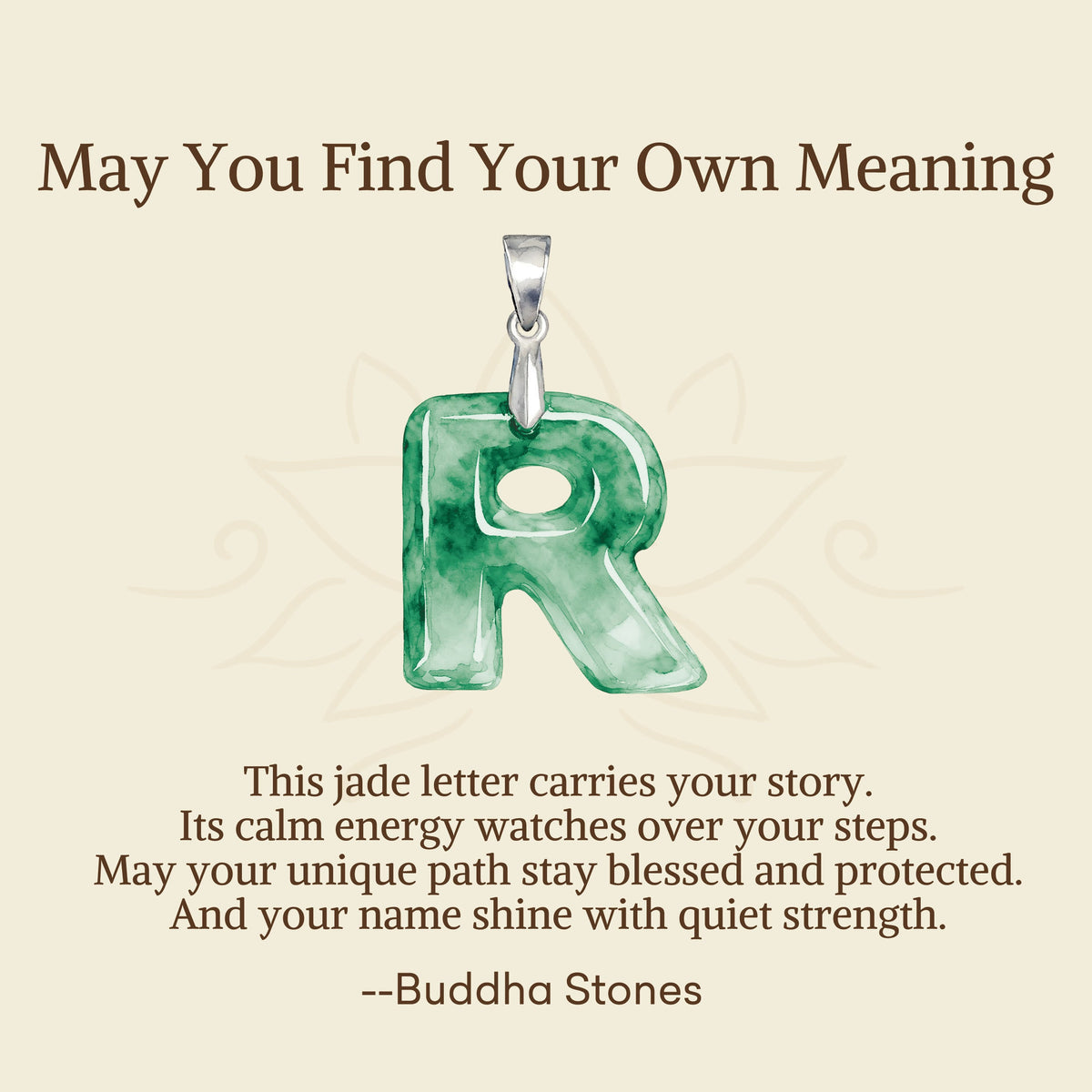 Buddha Stones May You Find Your Own Meaning Natural A-Z Letter Jade Titanium Steel Chain Necklace Includes Gift Message Card