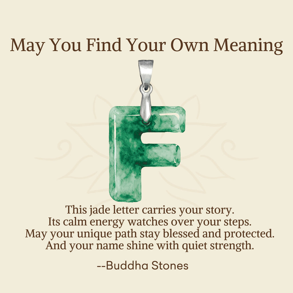 Buddha Stones May You Find Your Own Meaning Natural A-Z Letter Jade 925 Sterling Silver Chain Necklace Includes Gift Message Card