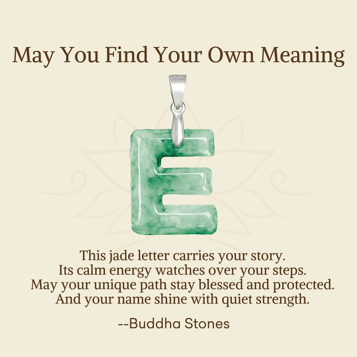 Buddha Stones May You Find Your Own Meaning Natural A-Z Letter Jade 925 Sterling Silver Chain Necklace Includes Gift Message Card