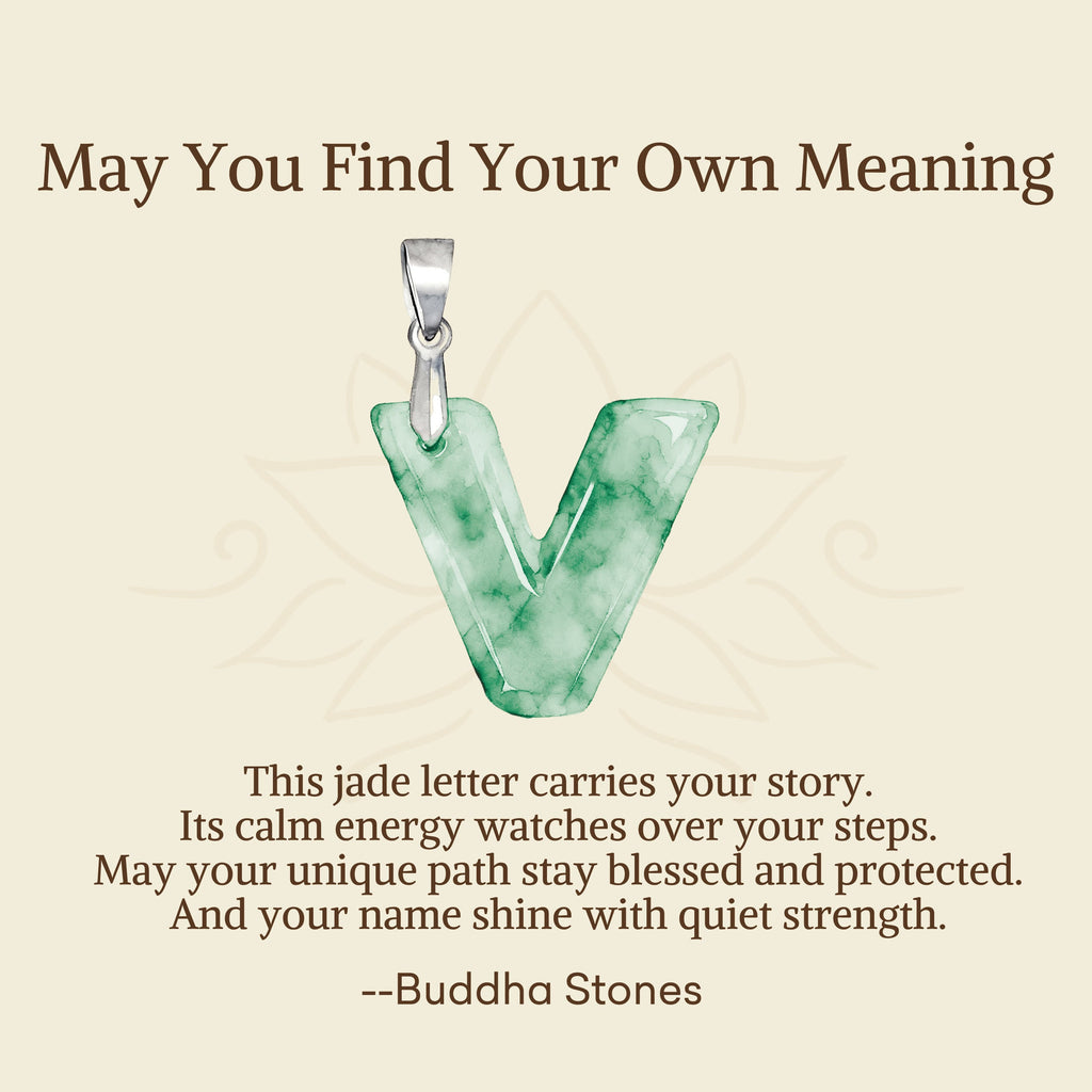 Buddha Stones May You Find Your Own Meaning Natural A-Z Letter Jade 925 Sterling Silver Chain Necklace Includes Gift Message Card