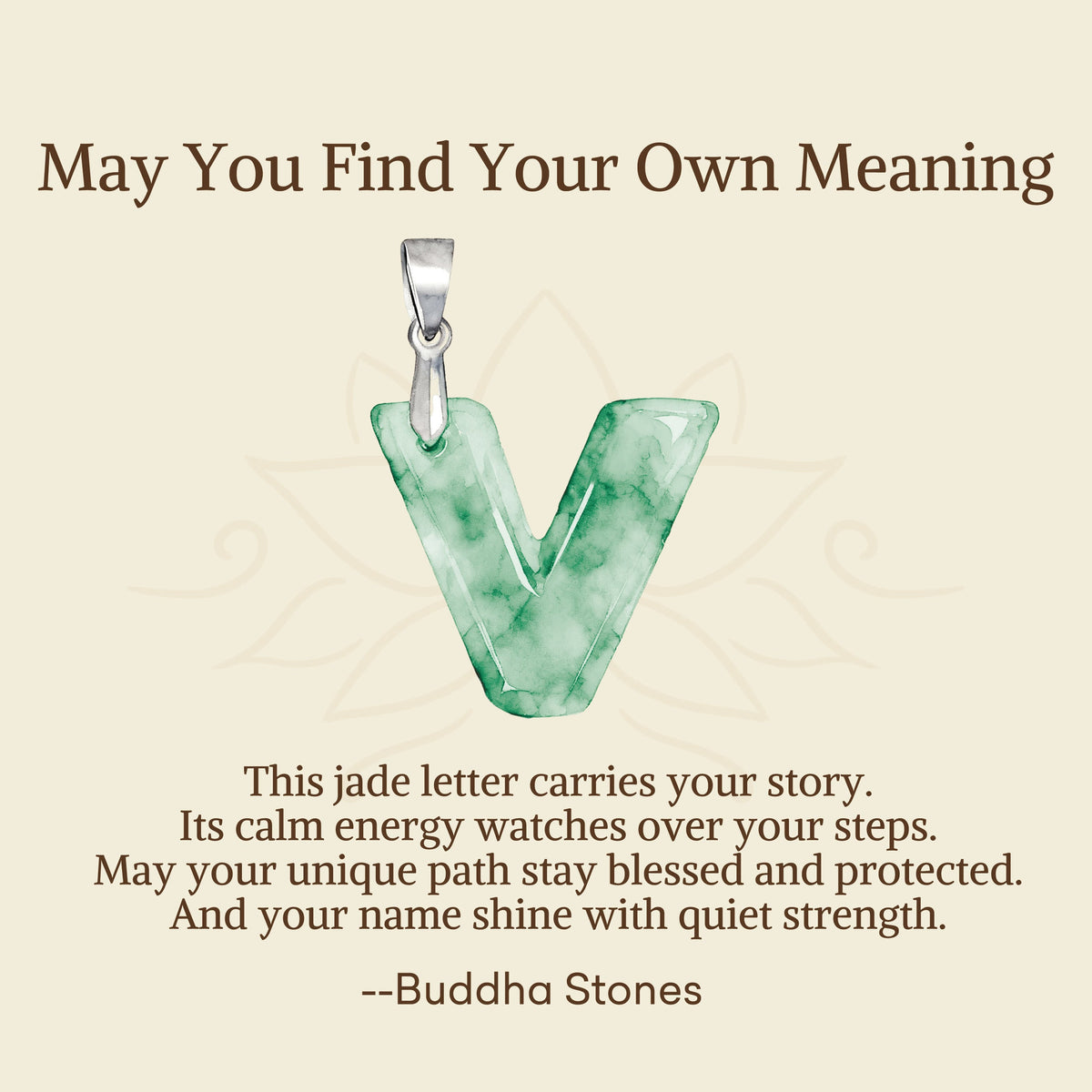 Buddha Stones May You Find Your Own Meaning Natural A-Z Letter Jade 925 Sterling Silver Chain Necklace Includes Gift Message Card