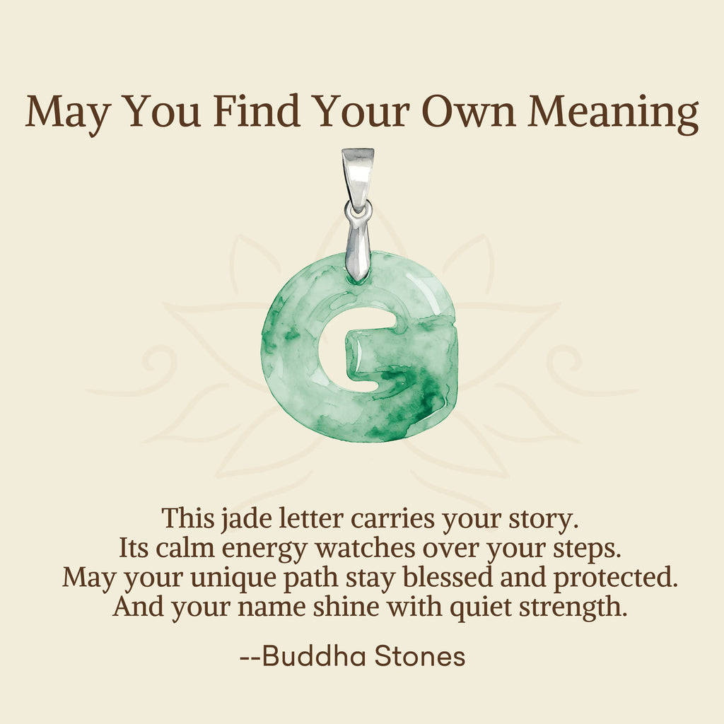 Buddha Stones May You Find Your Own Meaning Natural A-Z Letter Jade 925 Sterling Silver Chain Necklace Includes Gift Message Card