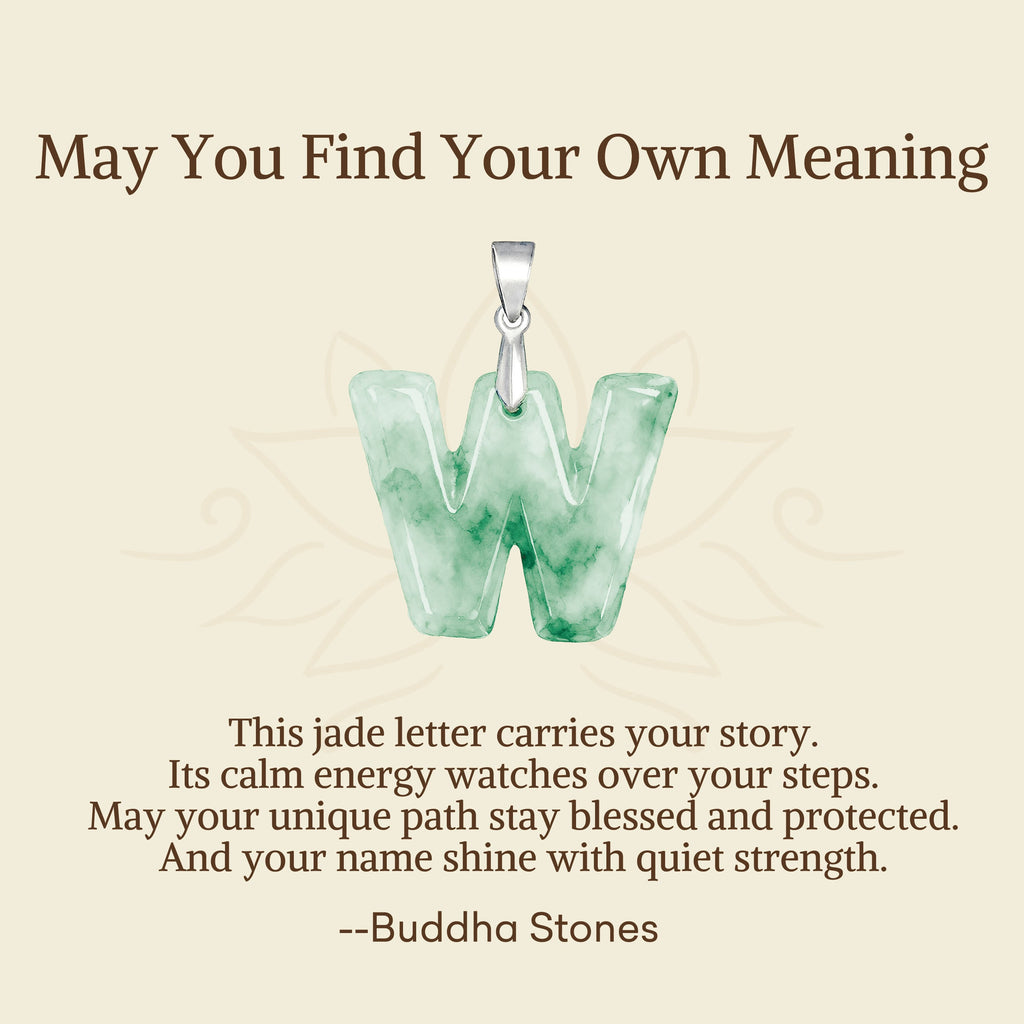 Buddha Stones May You Find Your Own Meaning Natural A-Z Letter Jade 925 Sterling Silver Chain Necklace Includes Gift Message Card