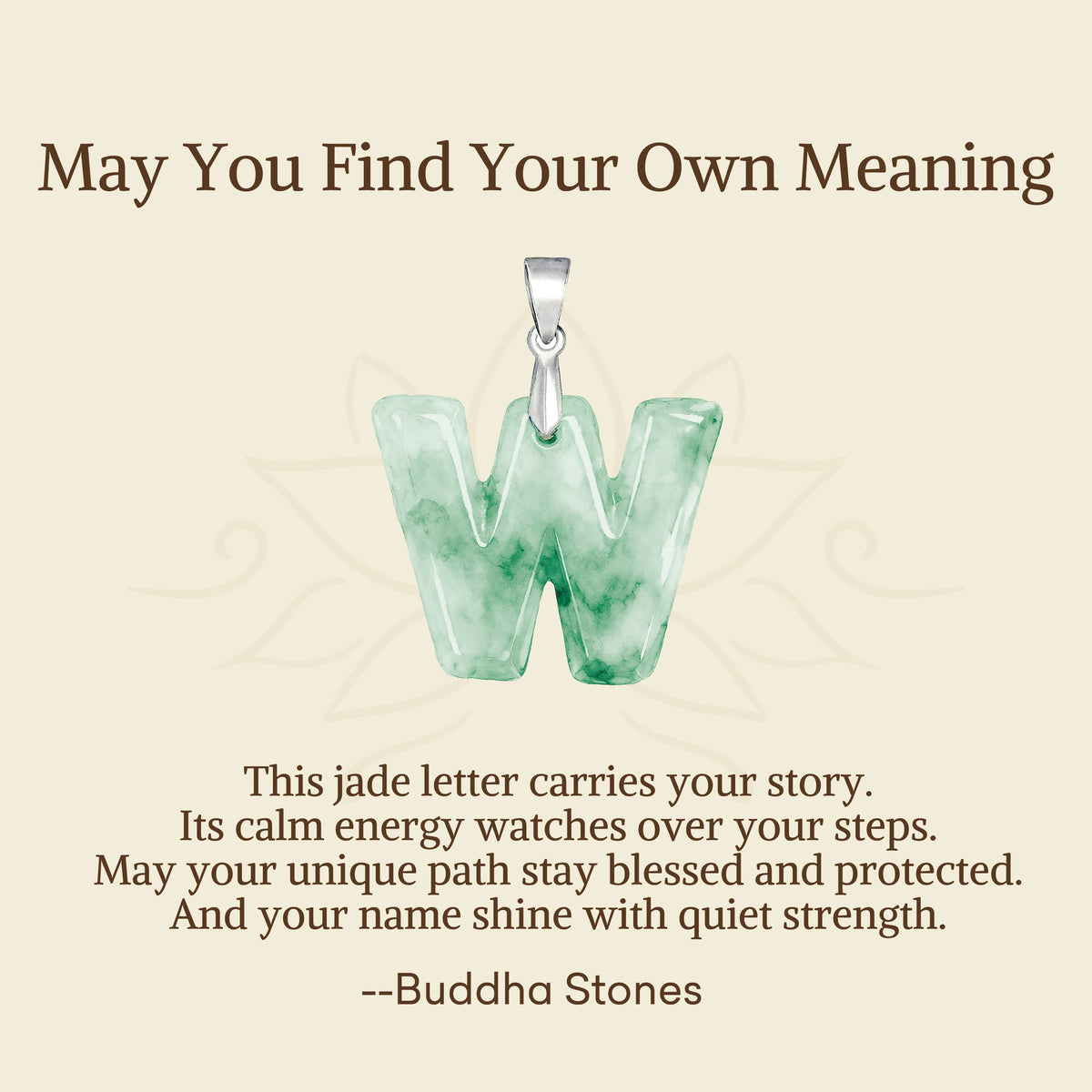 Buddha Stones May You Find Your Own Meaning Natural A-Z Letter Jade 925 Sterling Silver Chain Necklace Includes Gift Message Card