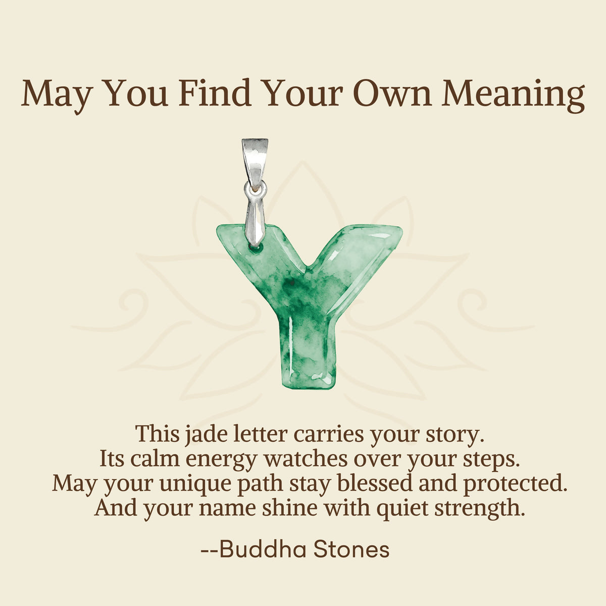 Buddha Stones May You Find Your Own Meaning Natural A-Z Letter Jade 925 Sterling Silver Chain Necklace Includes Gift Message Card