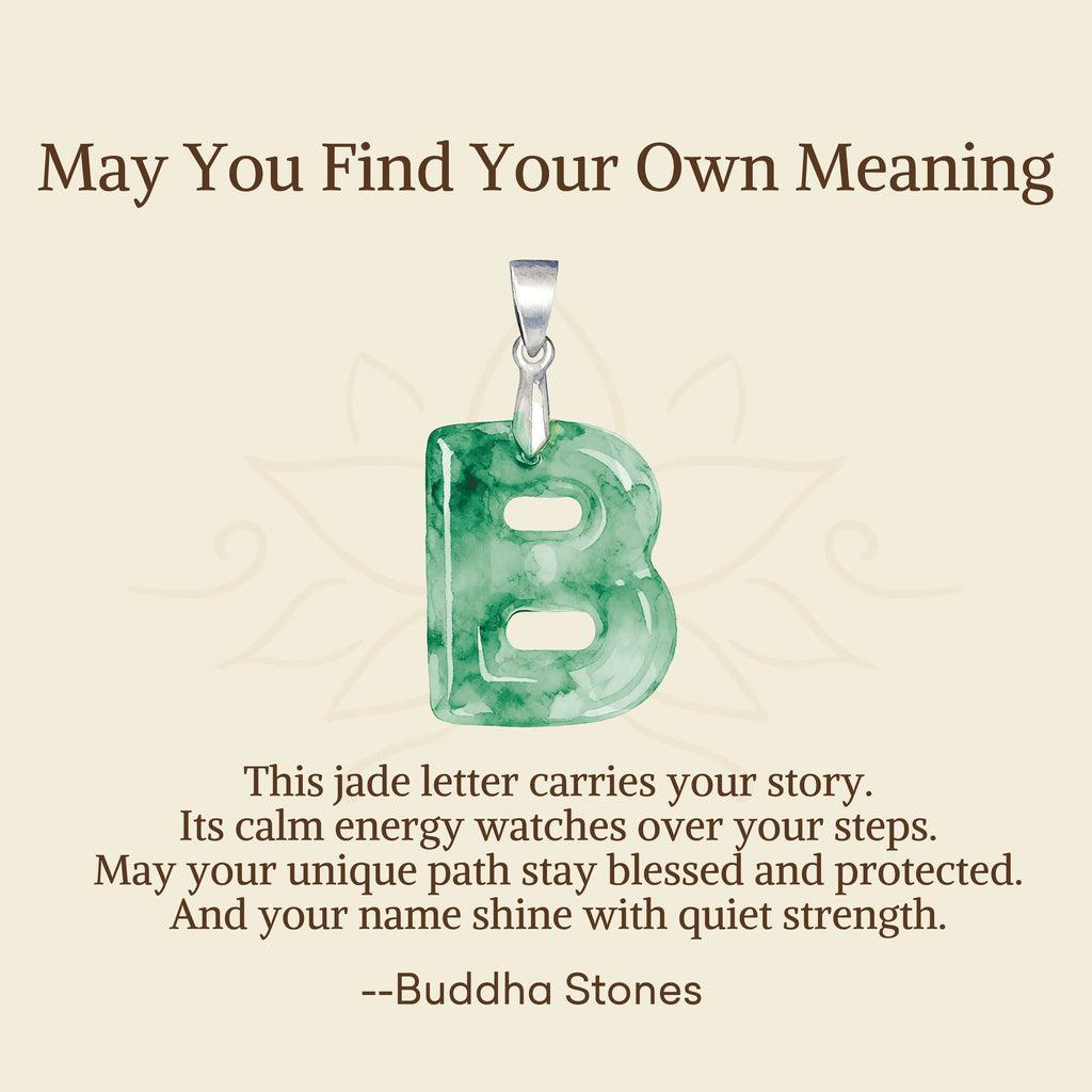 Buddha Stones May You Find Your Own Meaning Natural A-Z Letter Jade Titanium Steel Chain Necklace Includes Gift Message Card