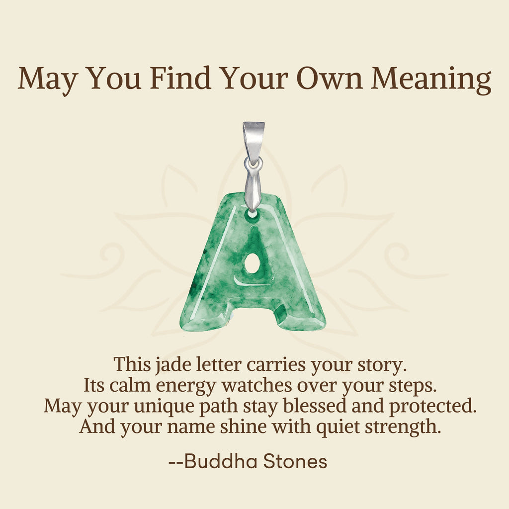 Buddha Stones May You Find Your Own Meaning Natural A-Z Letter Jade Titanium Steel Chain Necklace Includes Gift Message Card