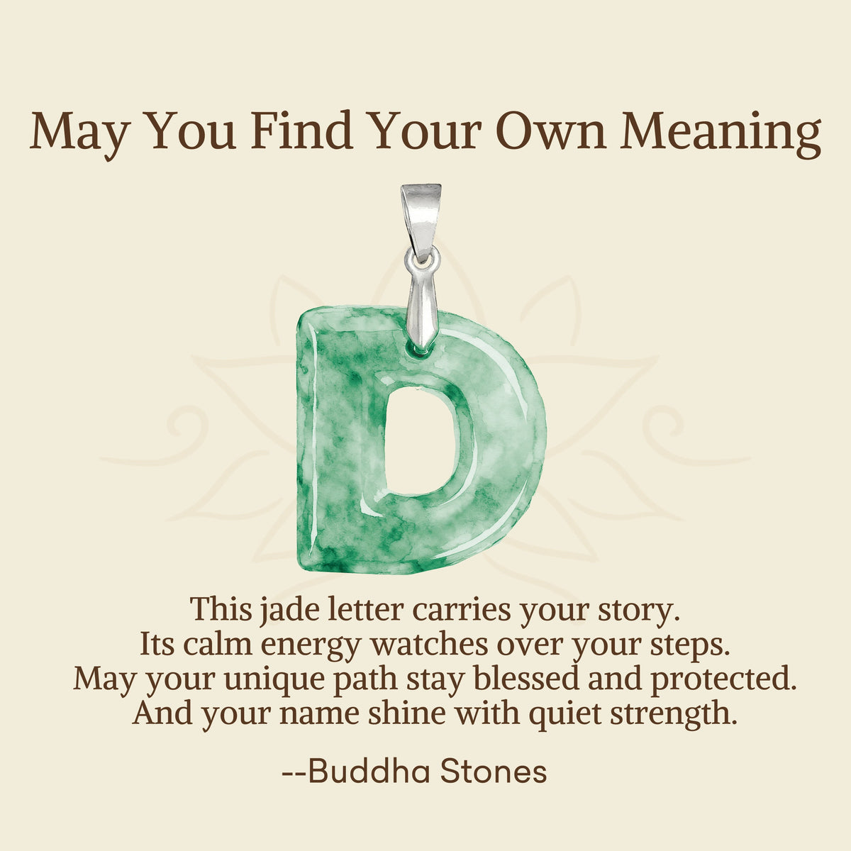 Buddha Stones May You Find Your Own Meaning Natural A-Z Letter Jade Titanium Steel Chain Necklace Includes Gift Message Card