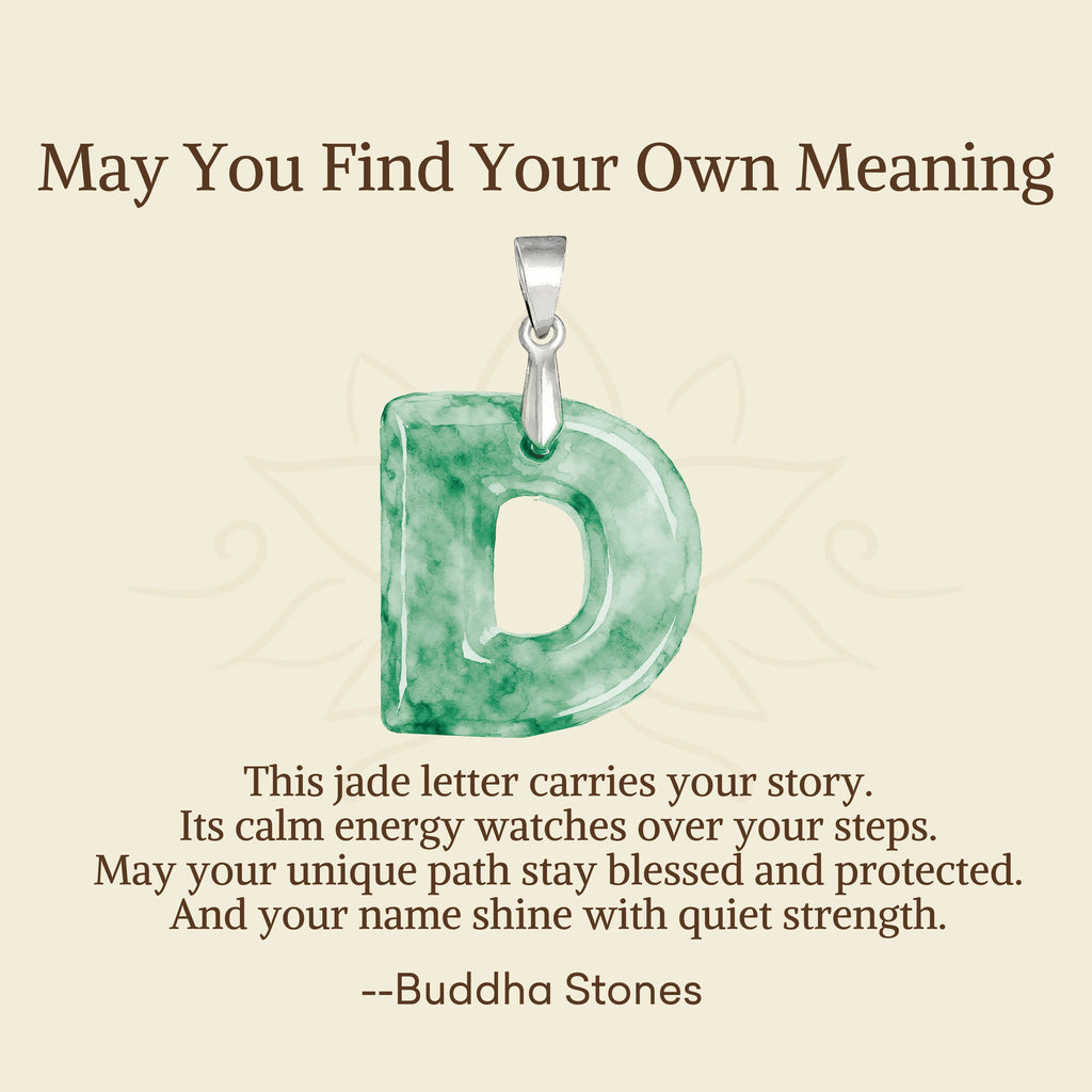 Buddha Stones May You Find Your Own Meaning Natural A-Z Letter Jade 925 Sterling Silver Chain Necklace Includes Gift Message Card