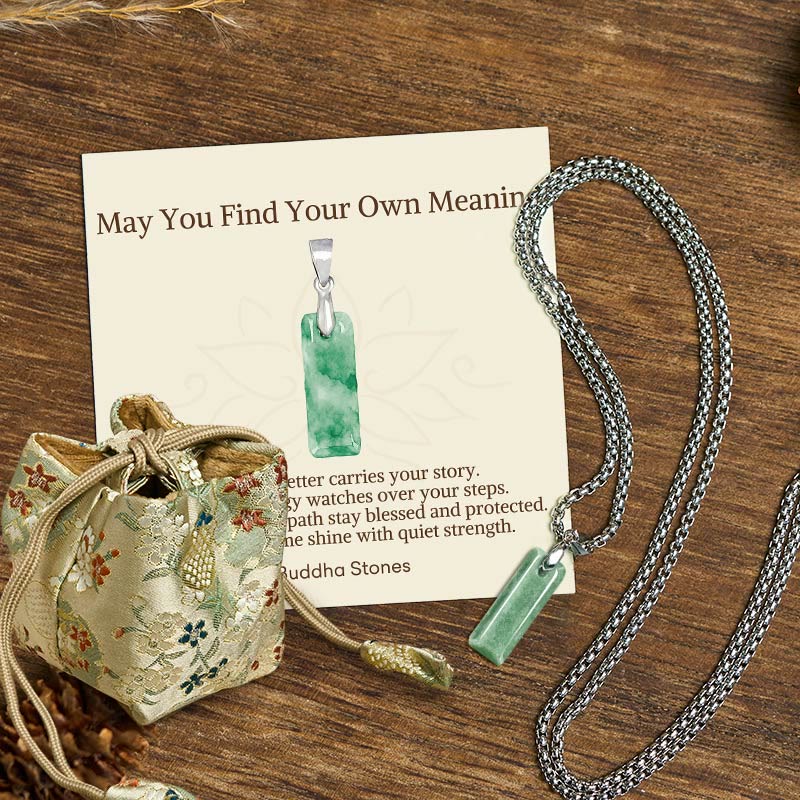 Buddha Stones May You Find Your Own Meaning Natural A-Z Letter Jade Titanium Steel Chain Necklace Includes Gift Message Card