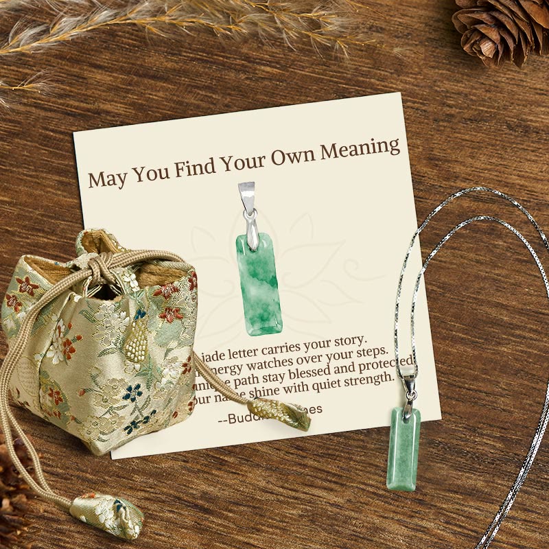 Buddha Stones May You Find Your Own Meaning Natural A-Z Letter Jade Titanium Steel Chain Necklace Includes Gift Message Card