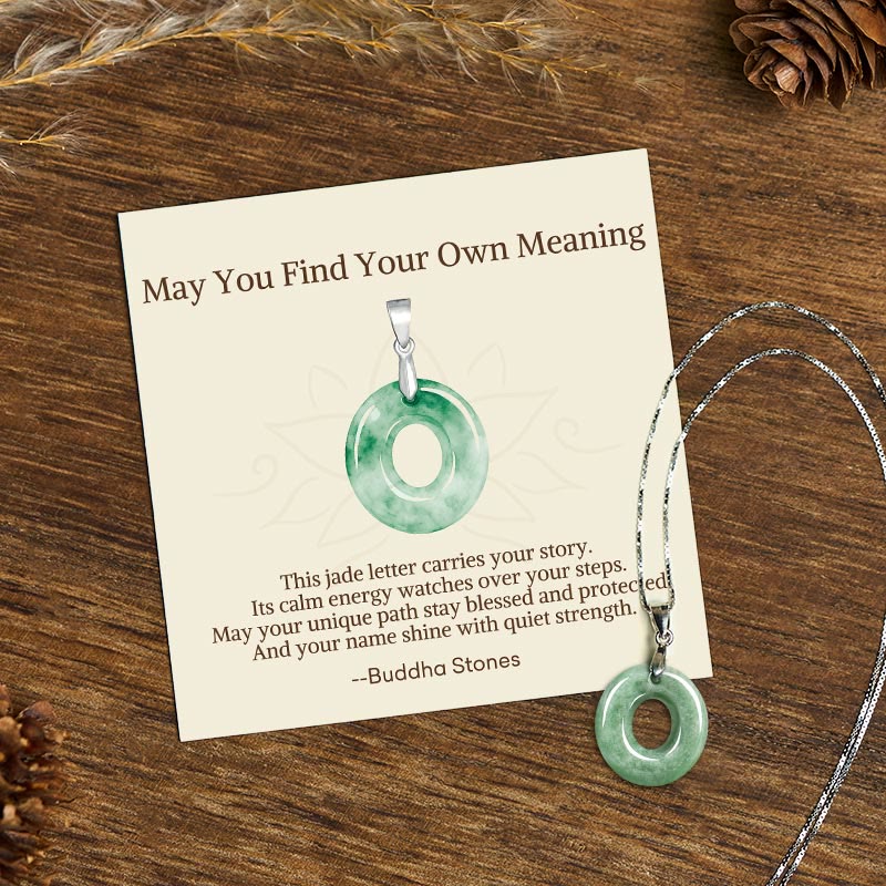 Buddha Stones May You Find Your Own Meaning Natural A-Z Letter Jade Titanium Steel Chain Necklace Includes Gift Message Card