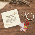 Buddha Stones Hoping You Have a Joyful Year Year of the Horse Ingot Red Firecrackers Alloy Key Chain Includes Gift Message Card
