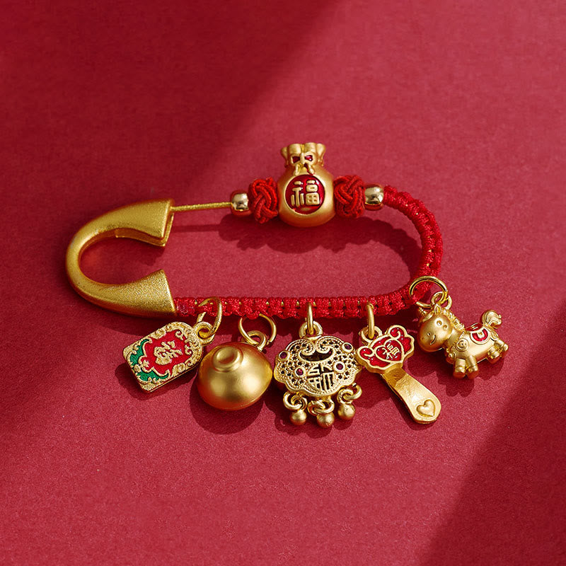 Buddha Stones Wishing You Fortune and Good Luck Year of the Horse Brooch Includes Gift Message Card