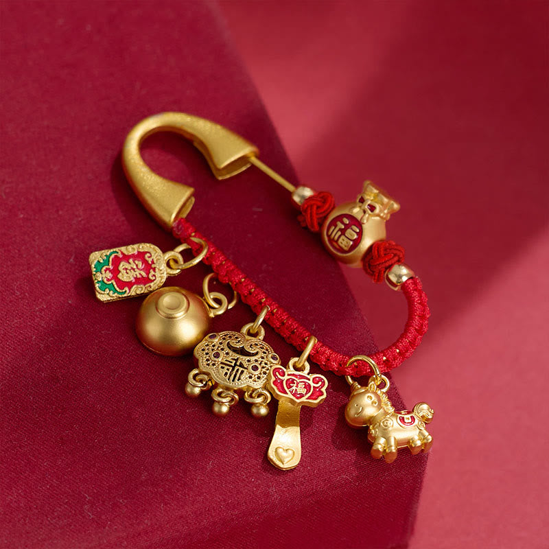 Buddha Stones Wishing You Fortune and Good Luck Year of the Horse Brooch Includes Gift Message Card