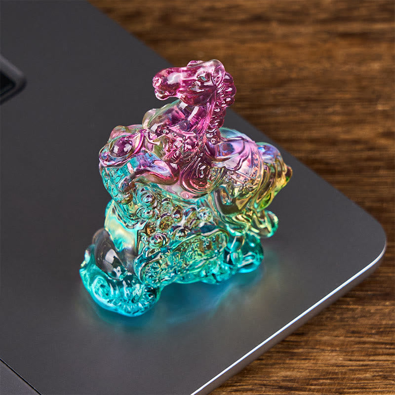 Buddha Stones Hoping You Success and Good Luck Year Of The Horse Ingot Get Rich Fast Mini Liuli Crystal Decoration Includes Gift Message Card