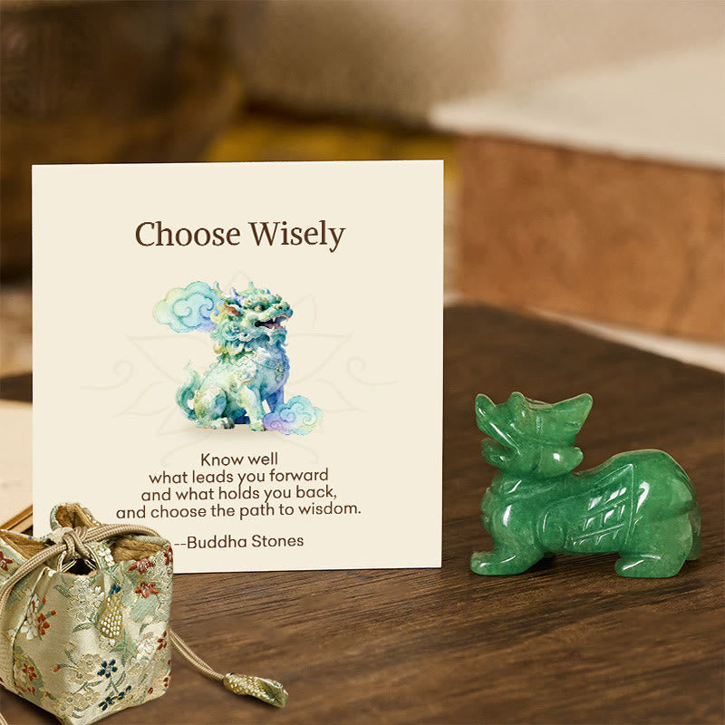 Buddha Stones Choose Wisely Natural Small PiXiu Green Aventurine Luck Decoration Includes Gift Message Card