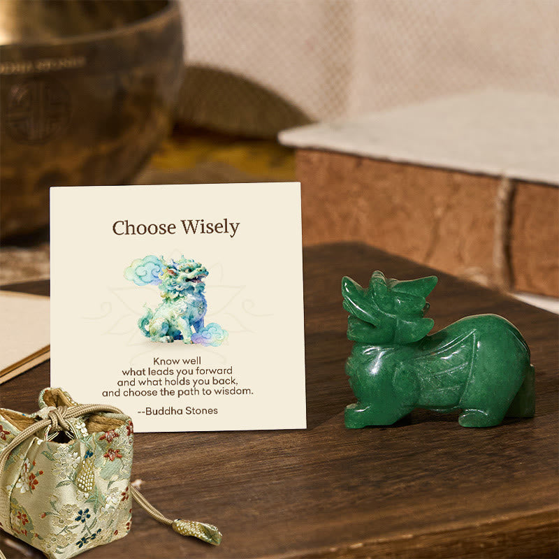Buddha Stones Choose Wisely Natural Small PiXiu Green Aventurine Luck Decoration Includes Gift Message Card