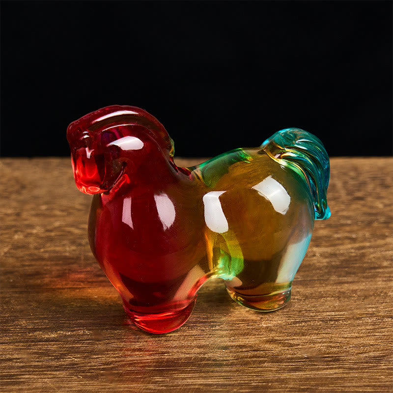 Buddha Stones Hoping You Success and Good Luck Year Of The Horse Mini Colorful Liuli Crystal Decoration Includes Gift Message Card