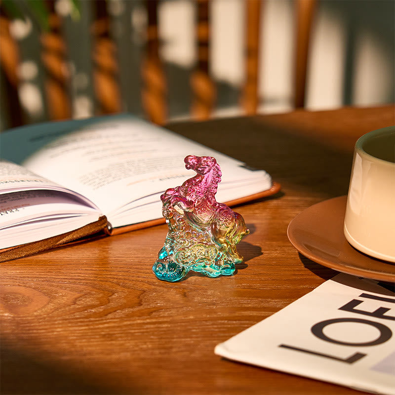 Buddha Stones Hoping You Success and Good Luck Year Of The Horse Ingot Get Rich Fast Mini Liuli Crystal Decoration Includes Gift Message Card