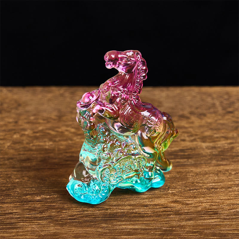 Buddha Stones Hoping You Success and Good Luck Year Of The Horse Ingot Get Rich Fast Mini Liuli Crystal Decoration Includes Gift Message Card