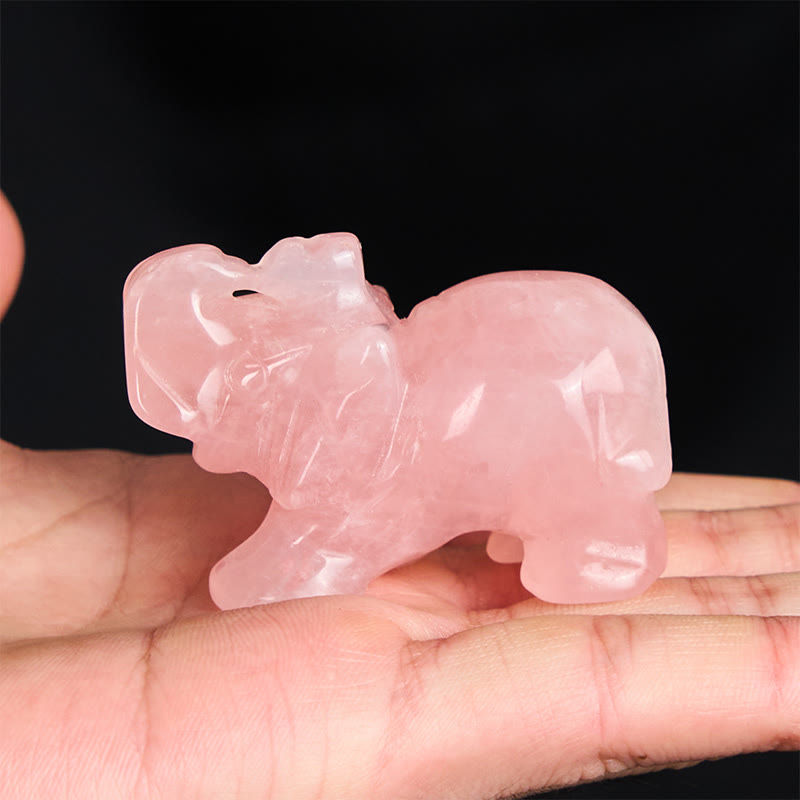 Buddha Stones ''May Blessings Walk With You'' Natural Small Elephant Amazonite Amethyst Jade Black Obsidian Stone Decoration Includes Gift Message Card
