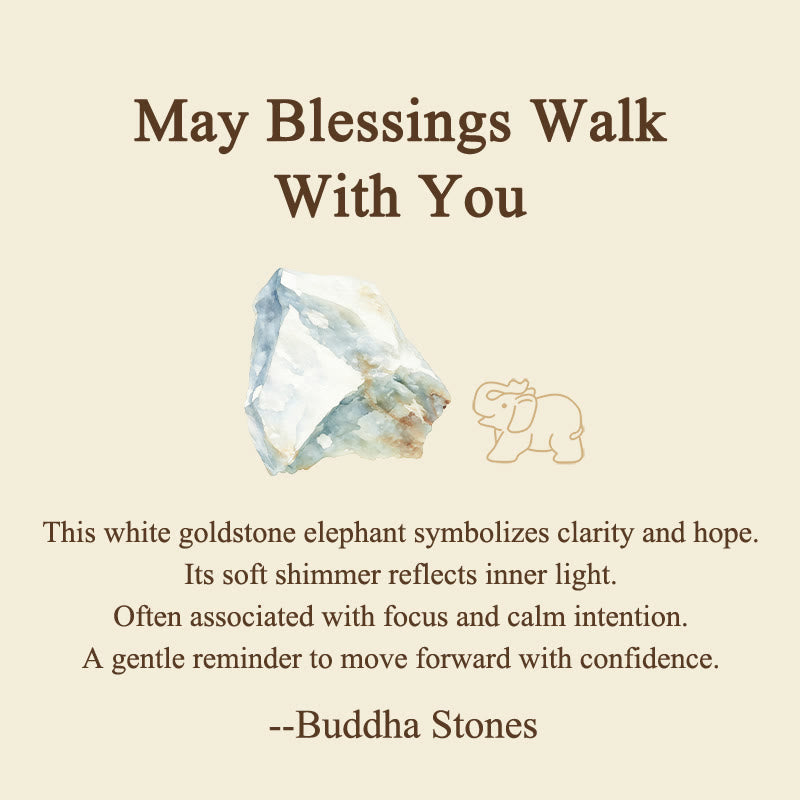 Buddha Stones ''May Blessings Walk With You'' Natural Small Elephant Amazonite Amethyst Jade Black Obsidian Stone Decoration Includes Gift Message Card