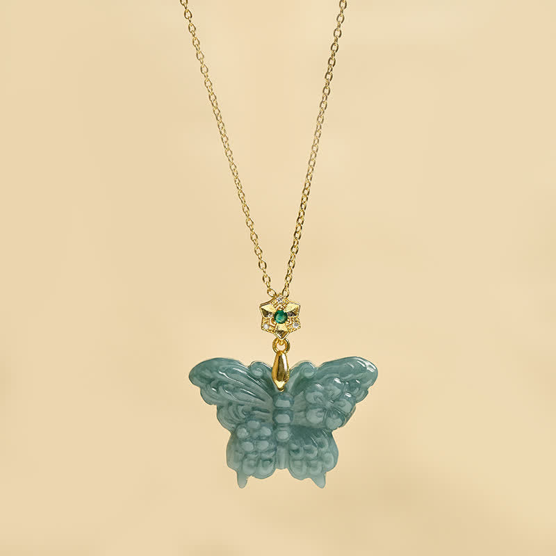 Buddha Stones FOR DEAREST MOTHER Jade Butterfly Abundance Necklace Pendants Includes Gift Message Card