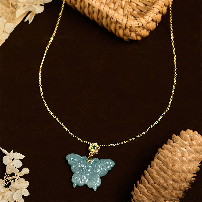 Buddha Stones FOR DEAREST MOTHER Jade Butterfly Abundance Necklace Pendants Includes Gift Message Card
