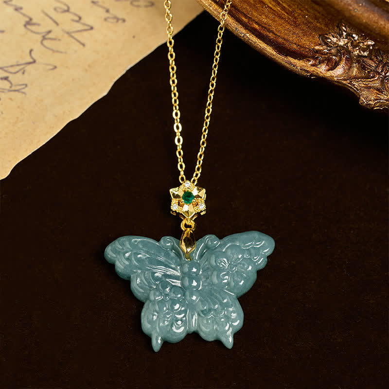 Buddha Stones FOR DEAREST MOTHER Jade Butterfly Abundance Necklace Pendants Includes Gift Message Card