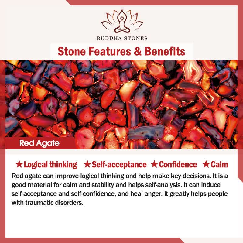 Buddha Stones 3pcs Ignite Your Vital Current Red Agate Purification Bracelet Includes Gift Message Card