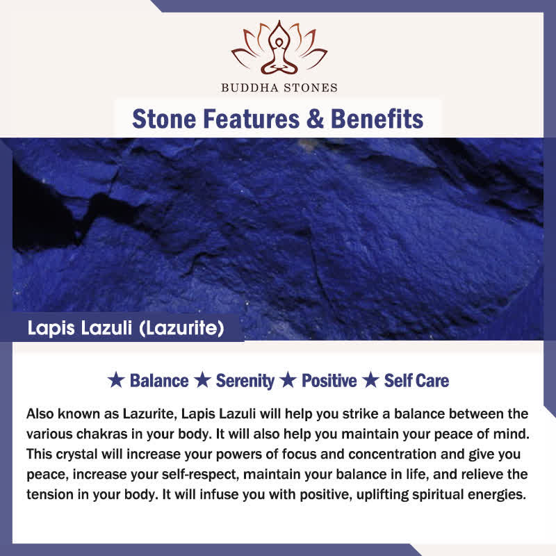 Buddha Stones 3pcs Put Your Mind to Rest Lapis Lazuli Balance Bracelet Includes Gift Message Card