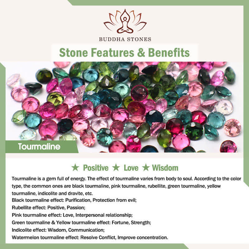 Buddha Stones 3pcs Soothe Your Inner Self Tourmaline Protection Bracelet Includes Gift Message Card