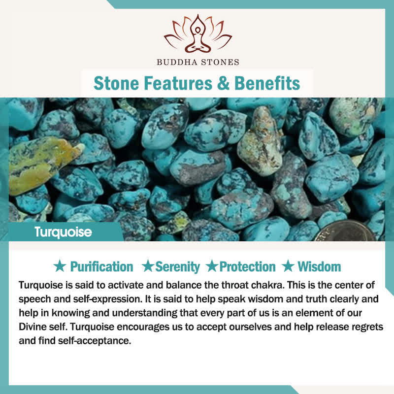 Buddha Stones 3pcs Strengthen Your Spirit Turquoise Bracelet Includes Gift Message Card