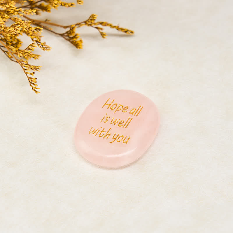 Buddha Stones Hope All Is Well With You Natural Rose Quartz Palm Stone Compassion Crystal Decor