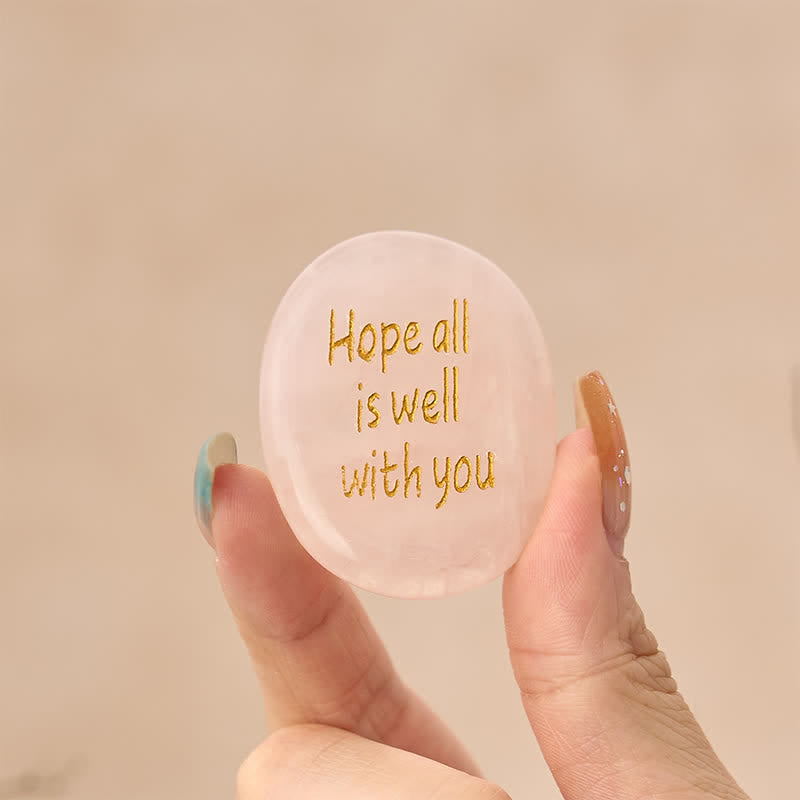 Buddha Stones Hope All Is Well With You Natural Rose Quartz Palm Stone Compassion Crystal Decor