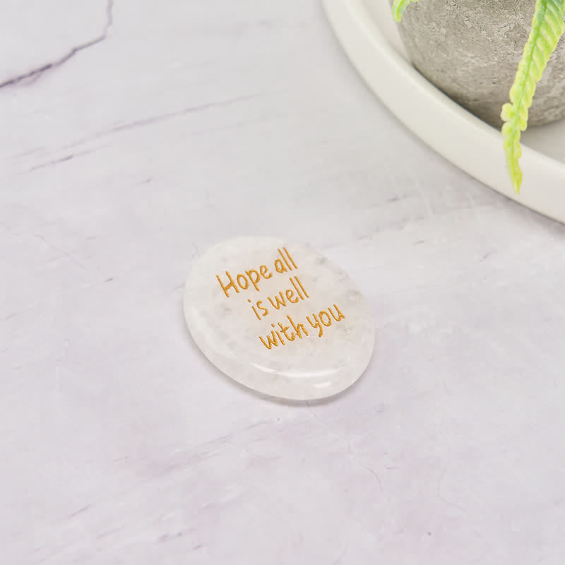 Buddha Stones Hope All Is Well With You Natural Clear Quartz White Crystal Palm Stone Energy Crystal Decor