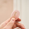 Buddha Stones LOVE Engraved Natural Rose Quartz Palm Stone Healing Crystal Decor