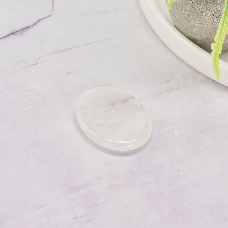 Buddha Stones Clarity & Calm Natural Small Clear Quartz Worry Stone Clarity Crystal Decor 3.5*4.5cm