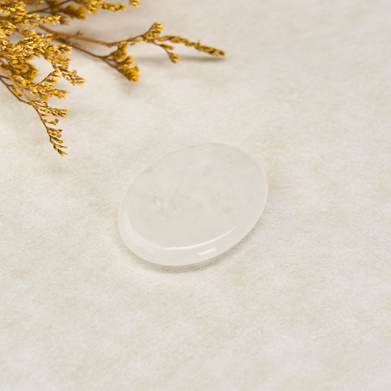 Buddha Stones Clarity & Calm Natural Small Clear Quartz Worry Stone Clarity Crystal Decor 3.5*4.5cm