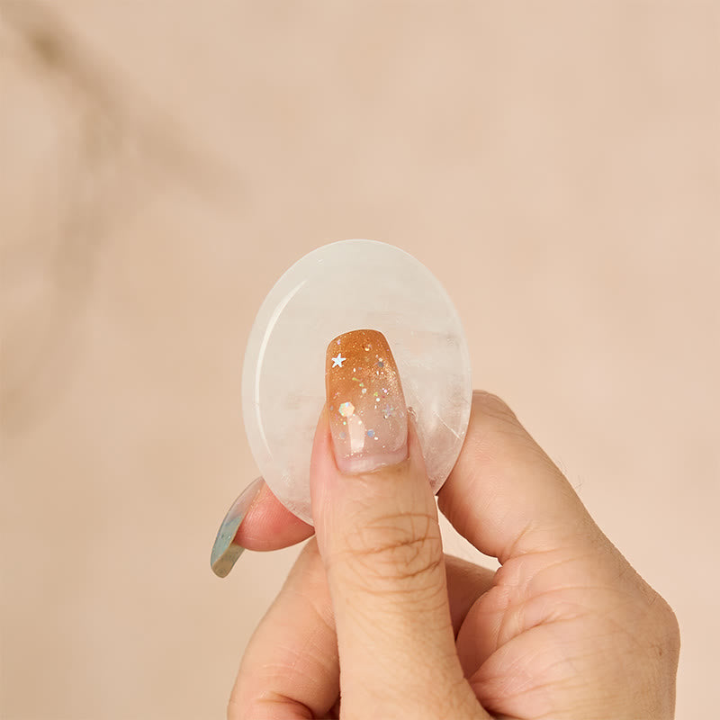 Buddha Stones Clarity & Calm Natural Small Clear Quartz Worry Stone Clarity Crystal Decor 3.5*4.5cm