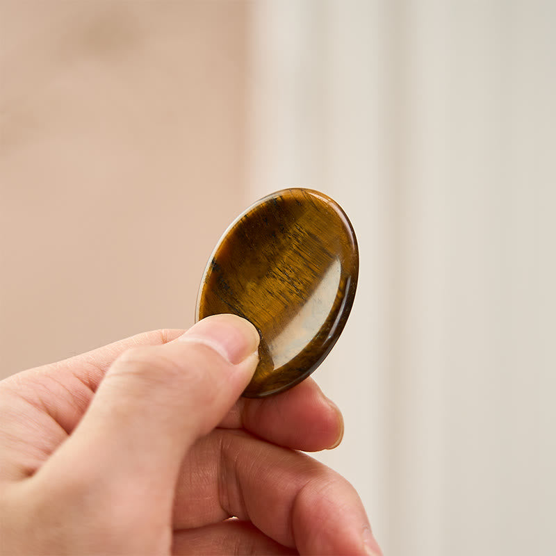 Buddha Stones Confidence & Focus Natural Small Tiger's Eye Worry Stone Crystal Decor 3.5*4.5cm