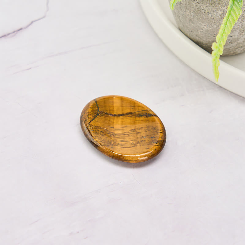 Buddha Stones Confidence & Focus Natural Small Tiger's Eye Worry Stone Crystal Decor 3.5*4.5cm