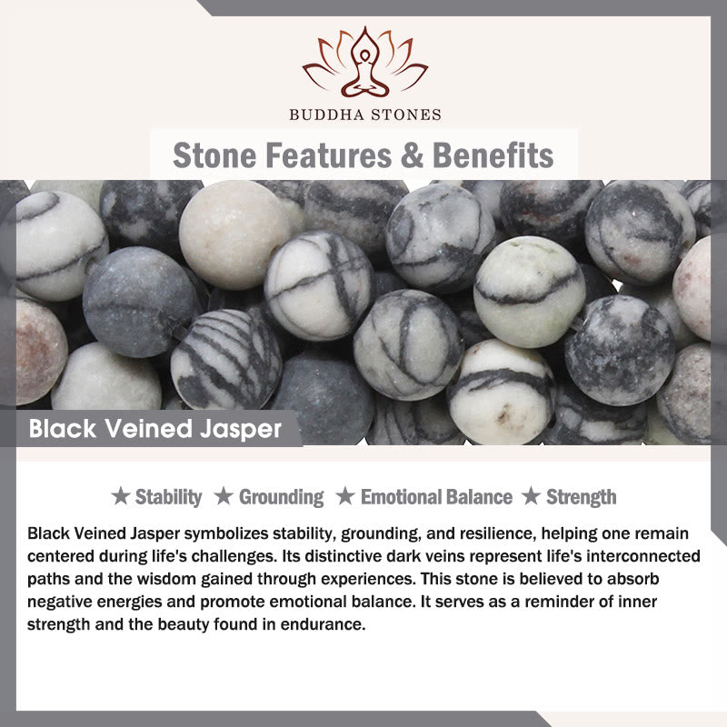 Buddha Stones 3pcs Filter the Heavy Black Veined Strength Bracelet Includes Gift Message Card