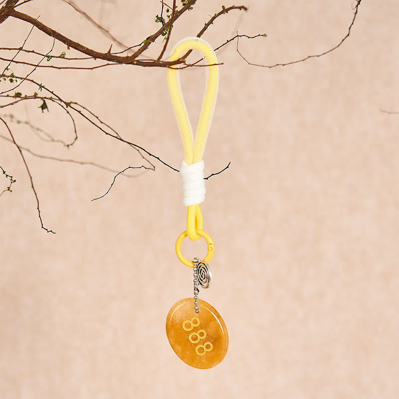 Buddha Stones Attract Abundance and Success 888 Angel Number Natural Yellow Aventurine Key Chain Hanging Decoration Includes Gift Message Card