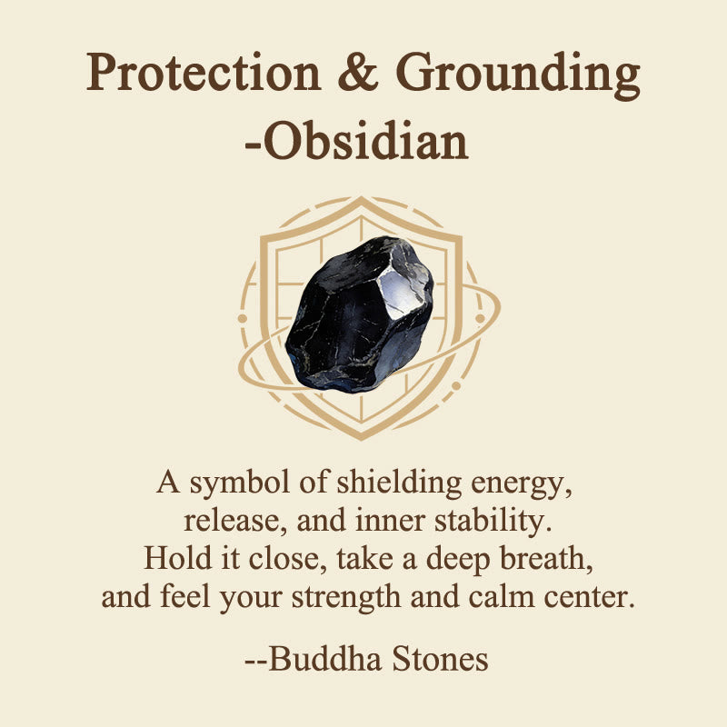 Buddha Stones Protection & Grounding Natural Small Black Obsidian Worry Stone Crystal Decor 3.5*4.5cm
