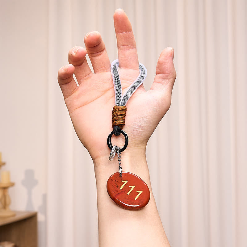 Buddha Stones Embrace New Beginnings 111 Angel Number Natural Red Jasper Key Chain Hanging Decoration Includes Gift Message Card
